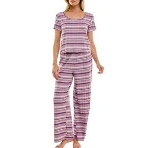 Roudelain Womens 2-Piece Striped Sleepw Purple L